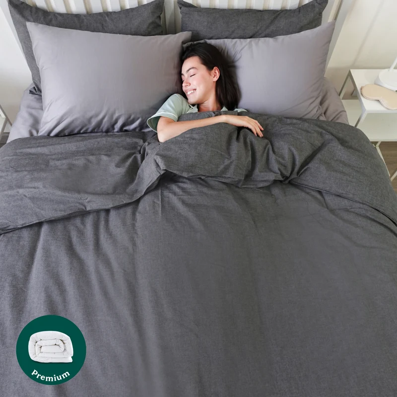 PACK PLUMÓN HIPOALERGÉNICO PREMIUM + FUNDA DE PLUMÓN LINEN LOOK CHARCOAL