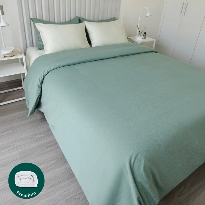 PACK PLUMÓN HIPOALERGÉNICO PREMIUM + FUNDA DE PLUMÓN LINEN LOOK VERDE OLIVO